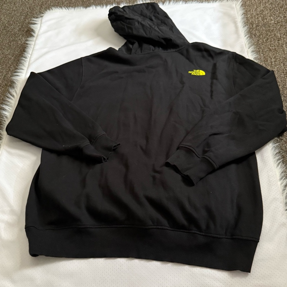 The North Face Black Hoodie with Yellow Logo Men’s XL Pocket‎ Sweatshirt - Picture 10 of 12